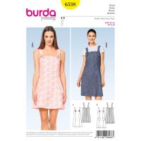 Strih Burda 6538 - Šaty na ramienka, laclové šaty, mini šaty