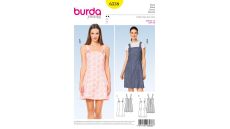 Strih Burda 6538 - Šaty na ramienka, laclové šaty, mini šaty