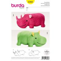 Strih Burda 6560 - Plyšový nosorožec, hroch