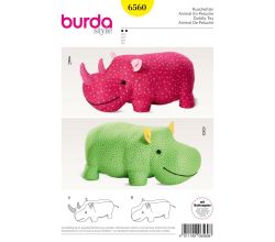 Strih Burda 6560 - Plyšový nosorožec, hroch
