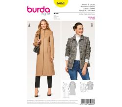 Strih Burda 6461 - Dlhý kabát so stojačikom, krátky kabát, sako