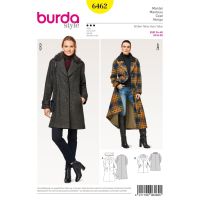 Strih Burda 6462 - Áčkový kabát, dlhý kabát