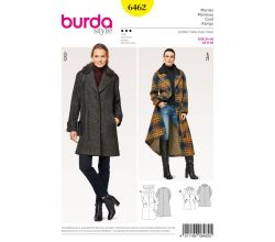 Strih Burda 6462 - Áčkový kabát, dlhý kabát