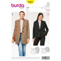 Strih Burda 6463 - Sako, kabátik, oversized