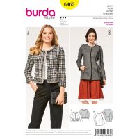 Strih Burda 6465 - Francúzsky kabátik, krojové sako, sako bez goliera
