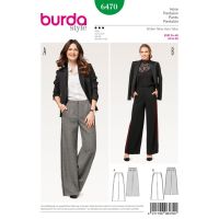 Strih Burda 6470 - Nohavice so širokými nohavicami Marlene