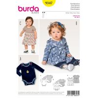 Strih Burda 9347 - Detské bodýčko, bodýčko so sukňou