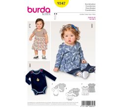 Strih Burda 9347 - Detské bodýčko, bodýčko so sukňou