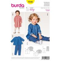 Strih Burda 9348 - Detské áčkové prepínacie šaty, tunika, nohavice