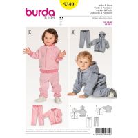 Strih Burda 9349 - Detská tepláková súprava, mikina s kapucňou, tepláky