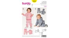 Strih Burda 9349 - Detská tepláková súprava, mikina s kapucňou, tepláky