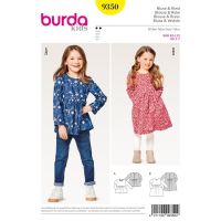 Strih Burda 9350 - Detská blúzka, šaty