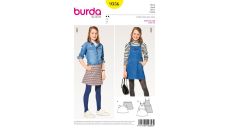 Strih Burda 9356 - Detská džínsová sukňa, laclové šaty, sukne s trakmi