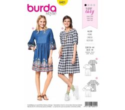 Strih Burda 6401 - Letné šaty, pohodlné šaty, flanelové šaty