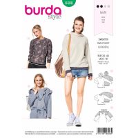 Strih Burda 6406 - Mikina, mikina s kapucňou