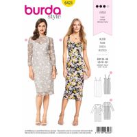 Strih Burda 6423 - Puzdrové šaty, krajkové šaty, koktailové šaty