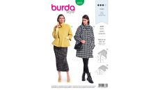 Strih Burda 6372 - Áčkový kabát, kabát s vysokým golierom, krátky kabát