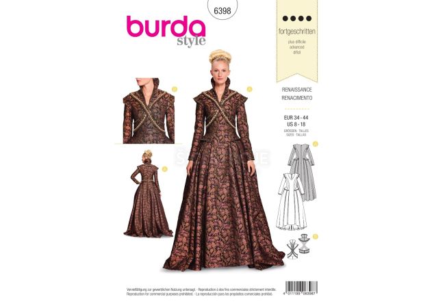 Strih Burda 6398 - Renesančné šaty