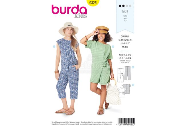 Strih Burda 9325 - Detský overal