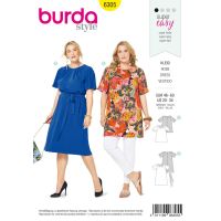 Strih Burda 6305 - Áčkové šaty, tunika pre plnoštíhle