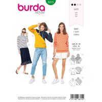 Strih Burda 6315 - Mikina s kapucňou, mikina s rolákom