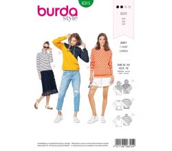 Strih Burda 6315 - Mikina s kapucňou, mikina s rolákom