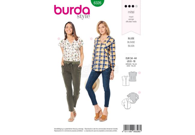 Strih Burda 6326 - Blúzka, košeľa