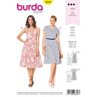 Strih Burda 6343 - Letné šaty, áčkové šaty, šaty s kolesovou sukňou