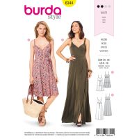 Strih Burda 6344 - Letné šaty na ramienka, dlhé šaty