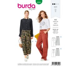 Strih Burda 6250 - Voľné nohavice, vreckáče