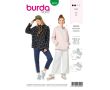 Strih Burda 6253 - Voľná mikina s kapucňou, mikina s vysokým golierom