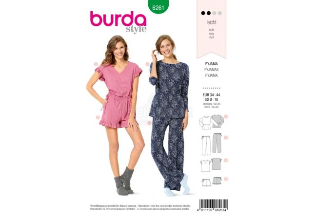Strih Burda 6261 - Pyžamo, domáce oblečenie