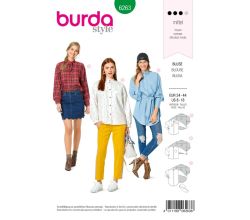 Strih Burda 6263 - Košeľa, košeľa s viazačkou, dlhá košeľa