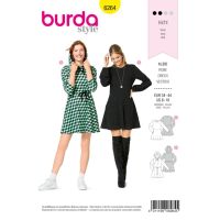 Strih Burda 6264 - džersejové šaty, mikinové šaty, mini šaty