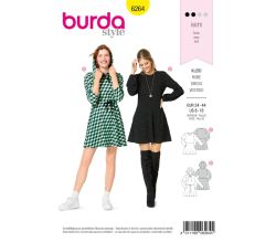 Strih Burda 6264 - džersejové šaty, mikinové šaty, mini šaty