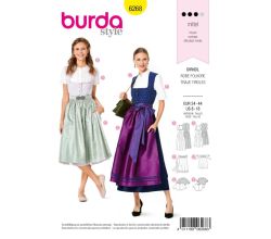 Strih Burda 6268 - Krojové šaty, krojová zástera, krojová blúzka