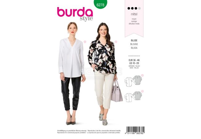 Strih Burda 6278 - Blúzka, košeľa