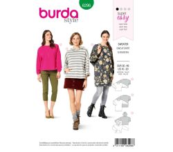 Strih Burda 6296 - Mikina, mikina s kapucňou, dlhá mikina, sveter