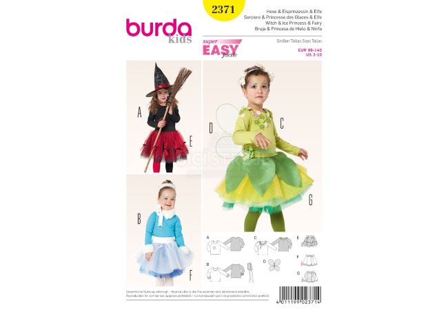 Strih Burda 2371 - Čarodejnica, ľadová kráľovná, víla