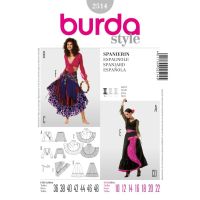 Strih Burda 2514 - Tanečnice flamenca, Carmen, Španělka, cigánka