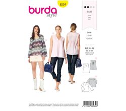 Strih Burda 6234 - Blúzka bez rukávov, blúzka s dlhým rukávom