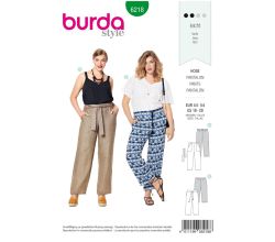 Strih Burda 6218 - Letné nohavice, ľanové nohavice pre plnoštíhle