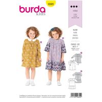Strih Burda 9305 - Detské naberané áčkové šaty