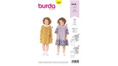 Strih Burda 9305 - Detské naberané áčkové šaty