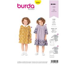 Strih Burda 9305 - Detské naberané áčkové šaty