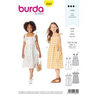 Strih Burda 9304 - Detské zapínacie šaty na ramienka