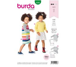 Strih Burda 9296 - Detské tričkové šaty