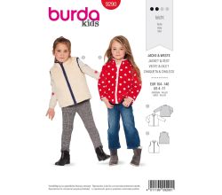 Strih Burda 9290 - Detská bunda na zips, vesta