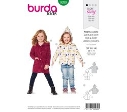 Strih Burda 9289 - Detský kabát s kapucňou