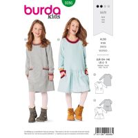 Strih Burda 9286 - Detské mikinové šaty